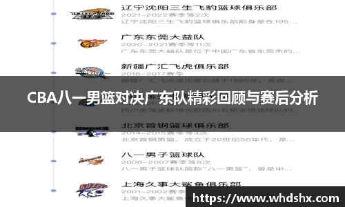 CBA八一男篮对决广东队精彩回顾与赛后分析